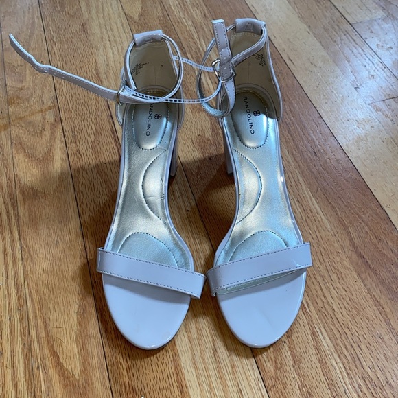 Bandolino Nude Chunky Heel Patent Leather Strappy Sandals - Picture 2 of 5